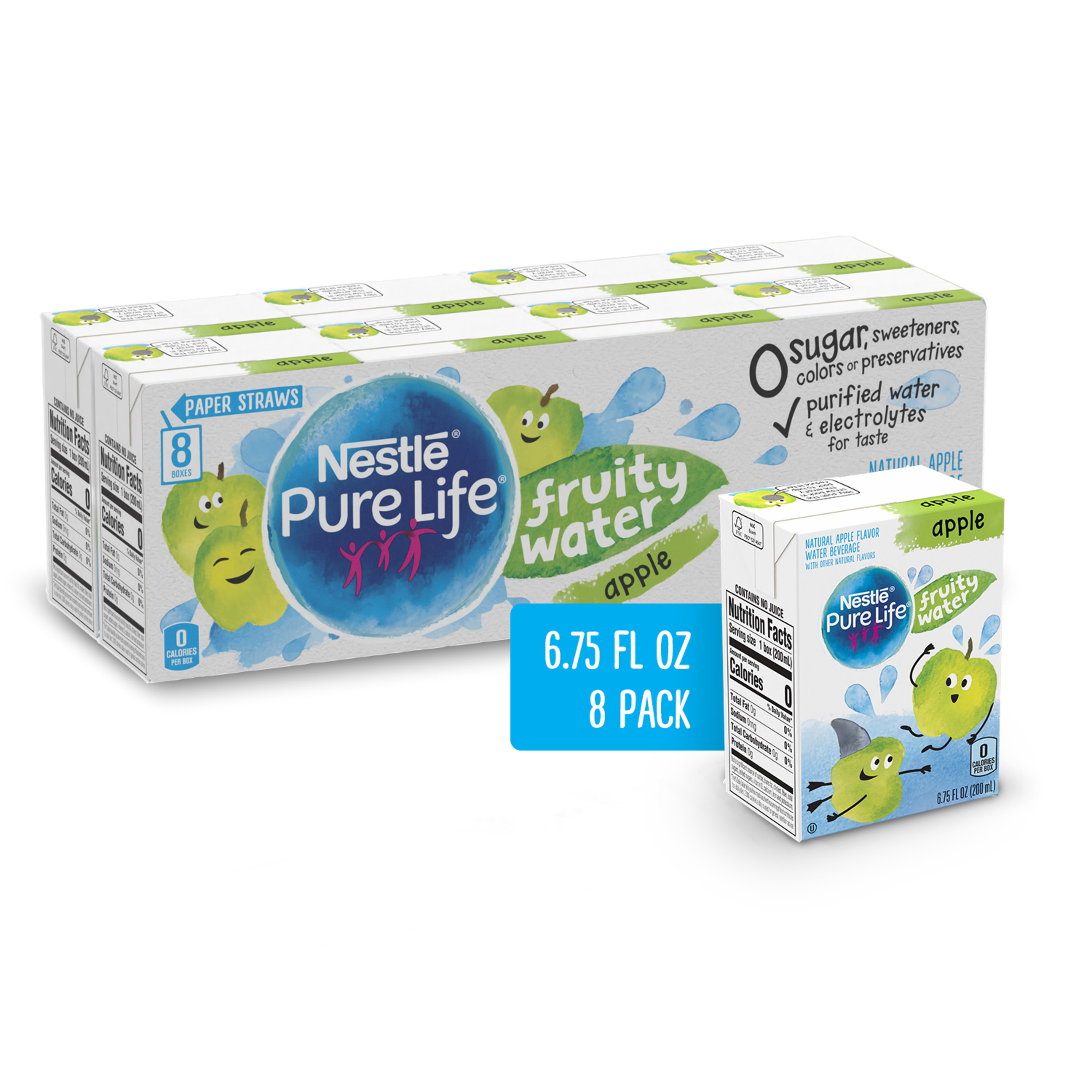 Pure Life Fruity Water Apple Flavor, 6.75 Fl. Oz (8-Pack) - image 1 of 3