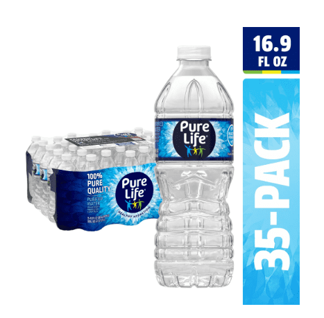 Pure Life Pure Purified Water, 16.9 Fl Oz / 500 mL, Plastic Bottled Water. (35 Pack)