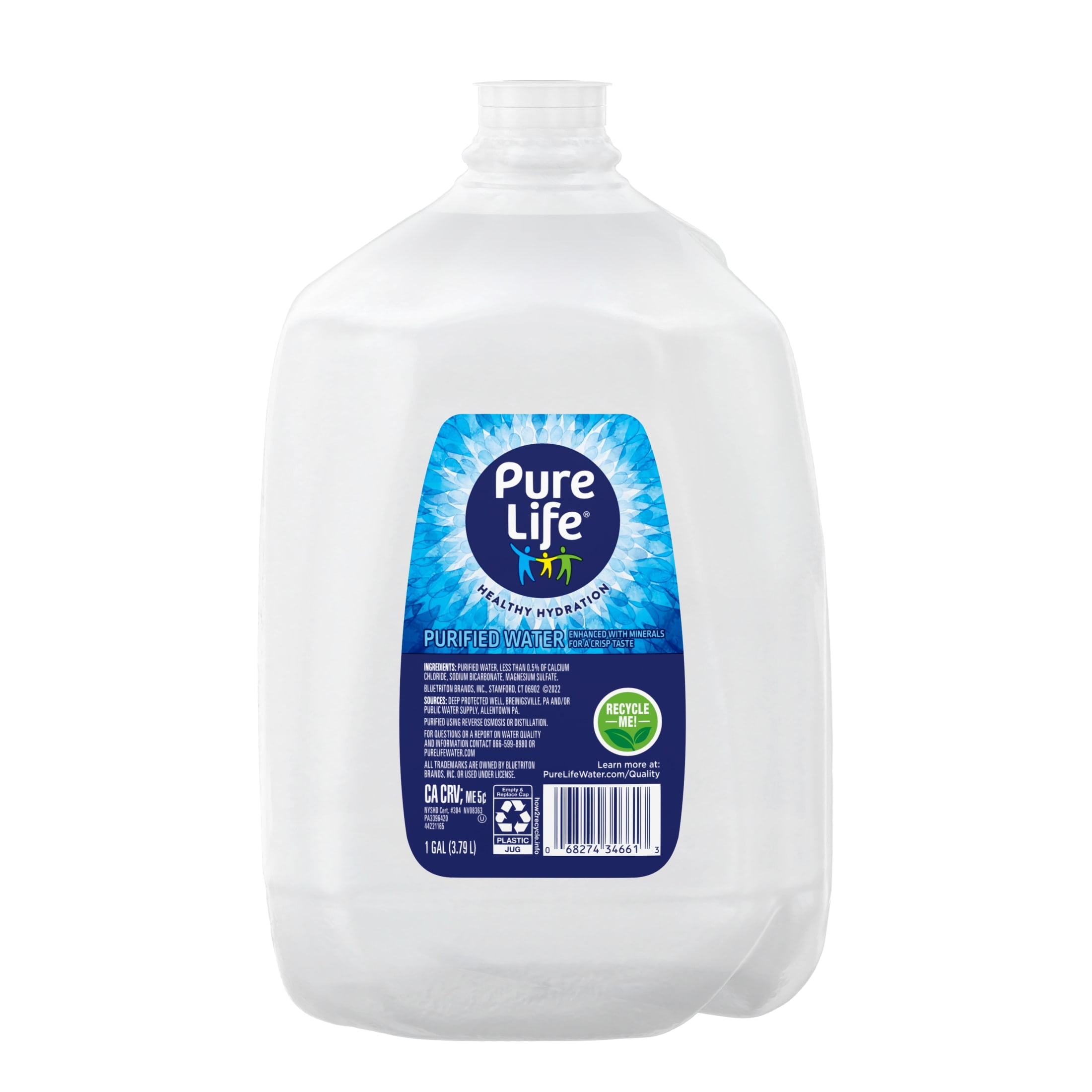 Pure Life Purified Water, 1 Gal, Single Plastic Jug