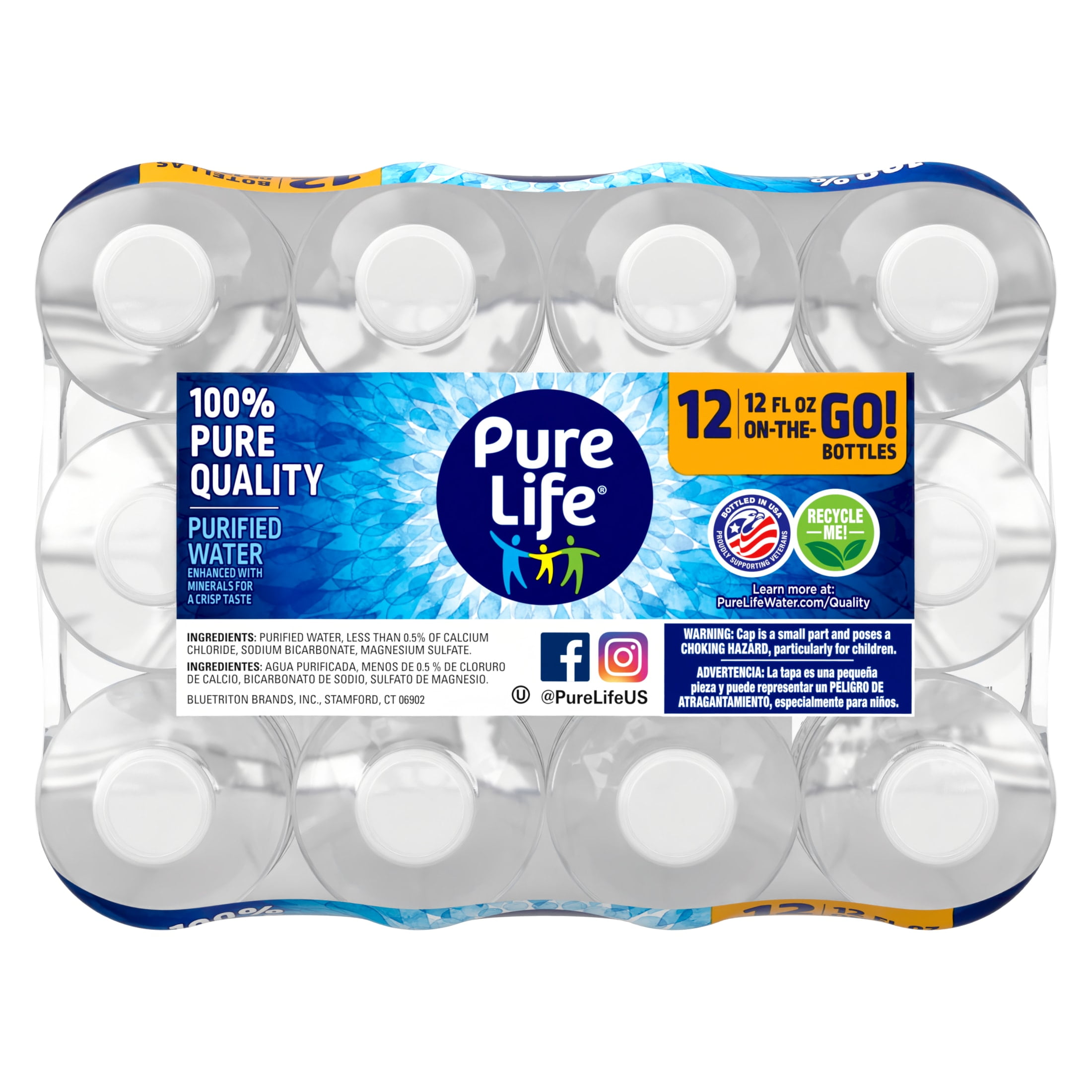 Pure Life Purified Water, 12 Fl Oz, Plastic Bottled Water