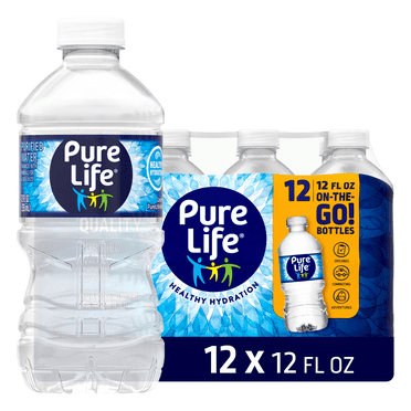 Pure Life Purified Water, 12 fl oz, 12-Pack Plastic Bottles