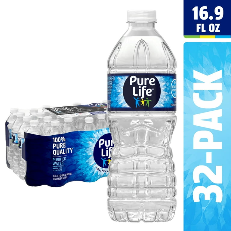 Pure Life Purified Bottled Water, 16 Ounce, 32-pack