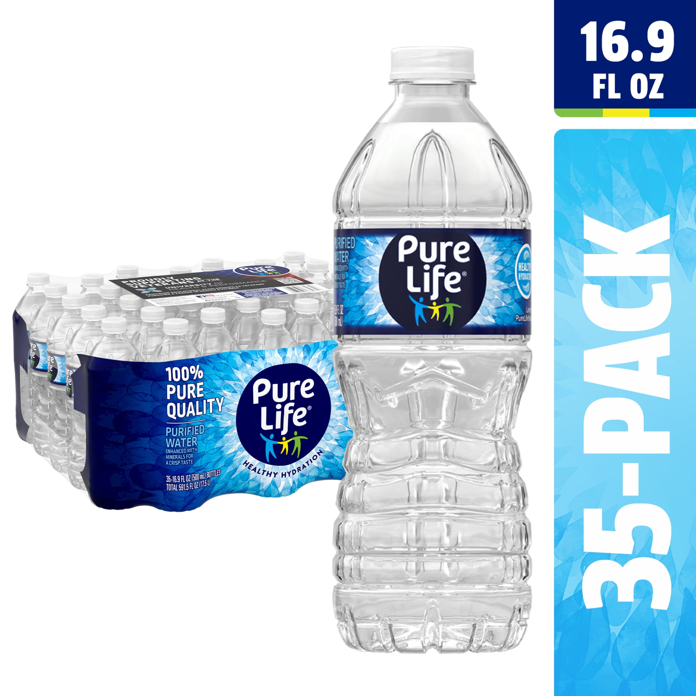 Pure Life Purified Water, 16.9 Fl Oz / 500 mL, Plastic Bottled