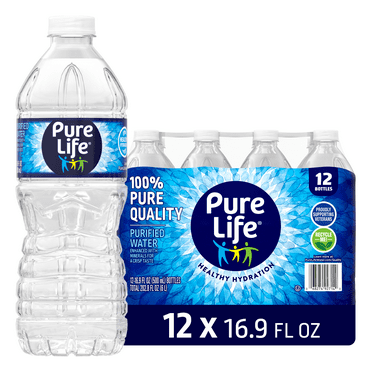 Pure Life Purified Water, 16.9 fl oz, 12-Pack Plastic Bottles