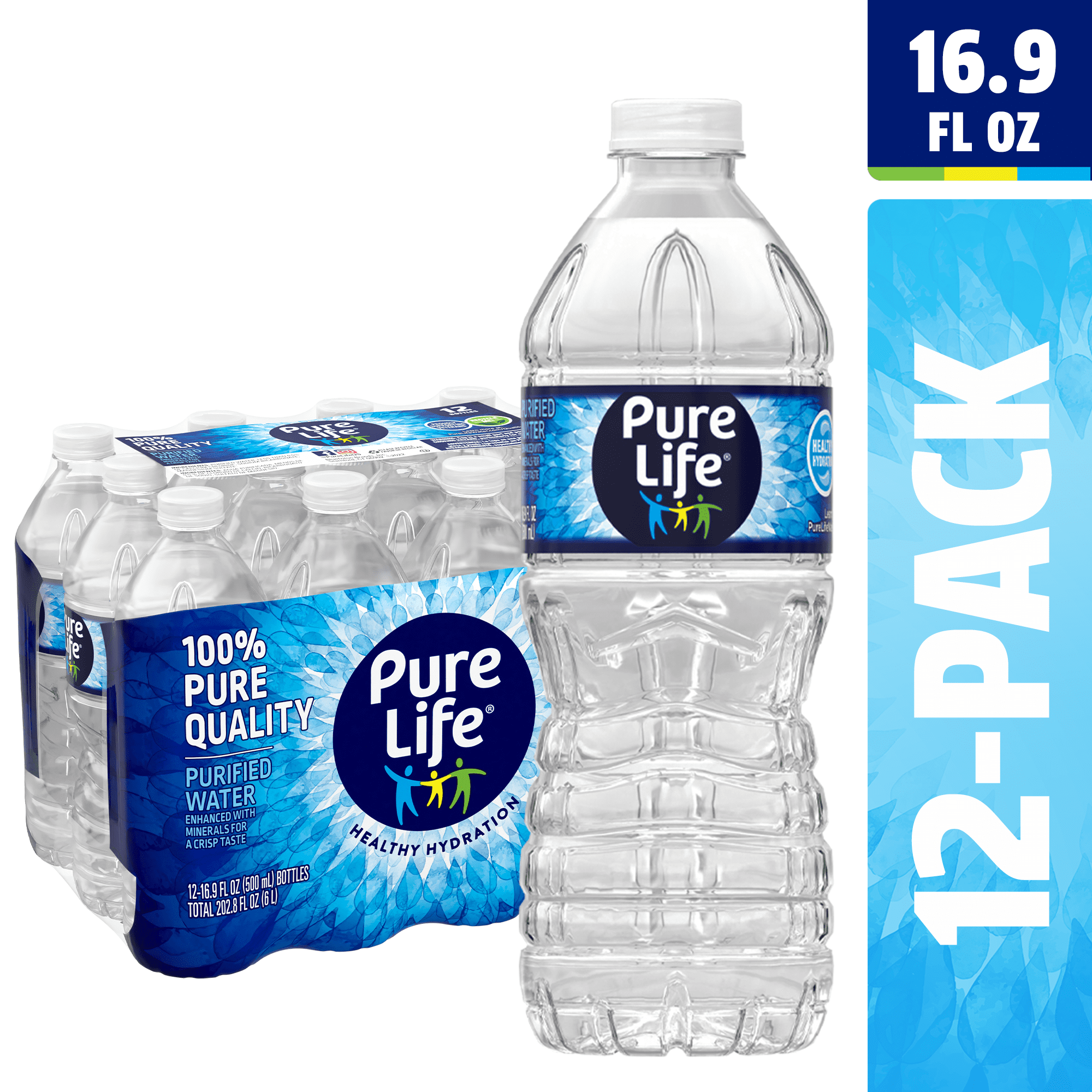 Pure Life Purified Water, 16.9 Fl Oz, Plastic Bottled Water (12 Pack ...