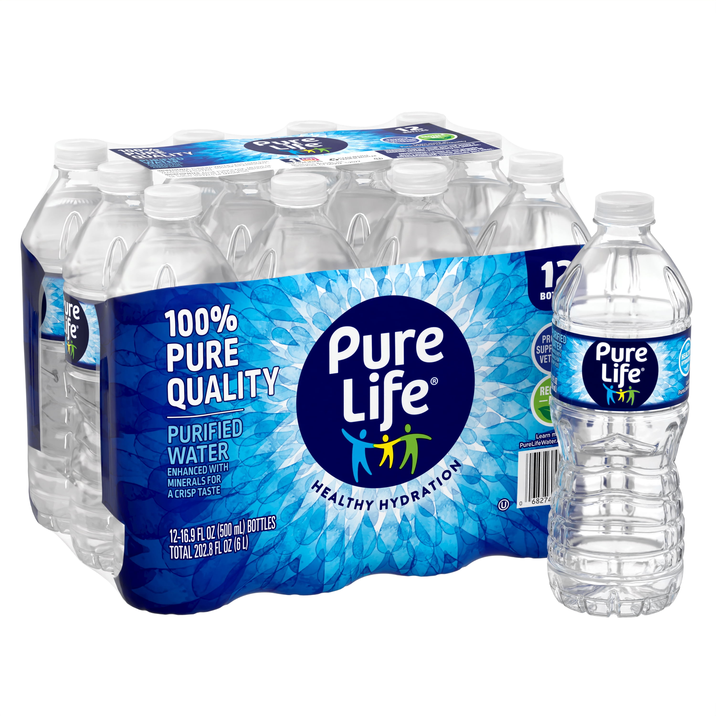 Pure Life Purified Water, 16.9 fl oz, 12-Pack Plastic Bottles
