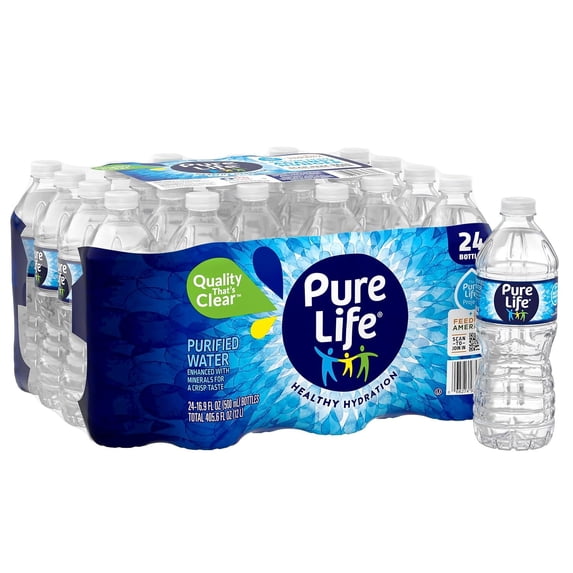Pure Life Pure Life Purified Water, 16.9 Fl oz. Plastic Bottled Water, 24/Carton ...