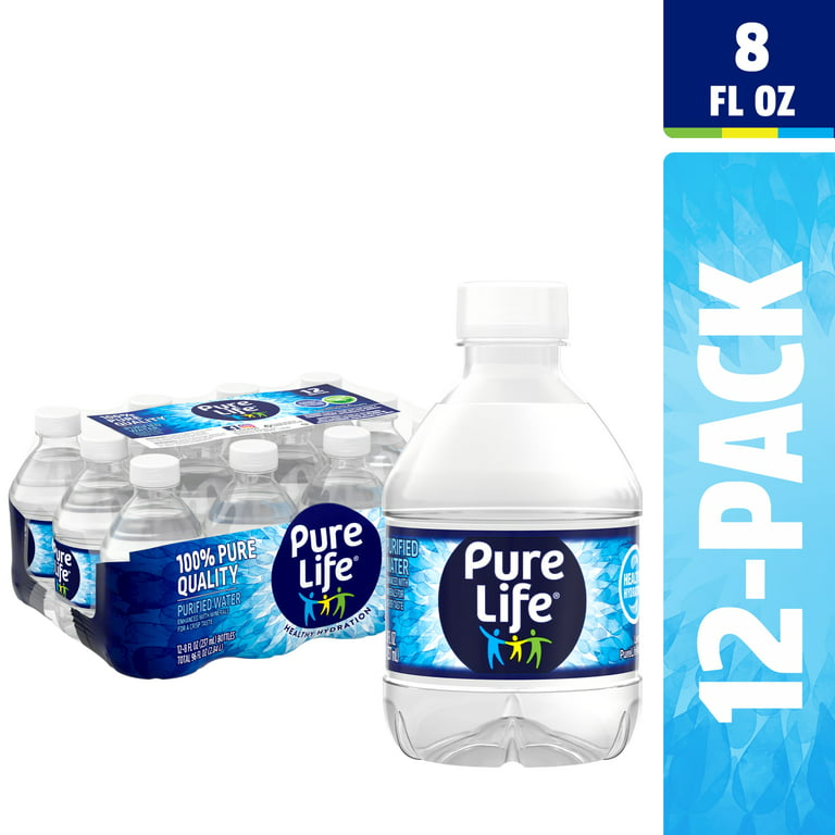 Pure Life Purified Water, 8 Fl Oz, Plastic Bottled Water (12 Pack