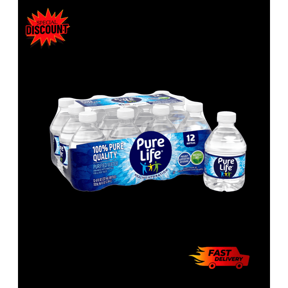 Pure Life Purified Water, 8 fl oz, 12-pack Plastic Bottles