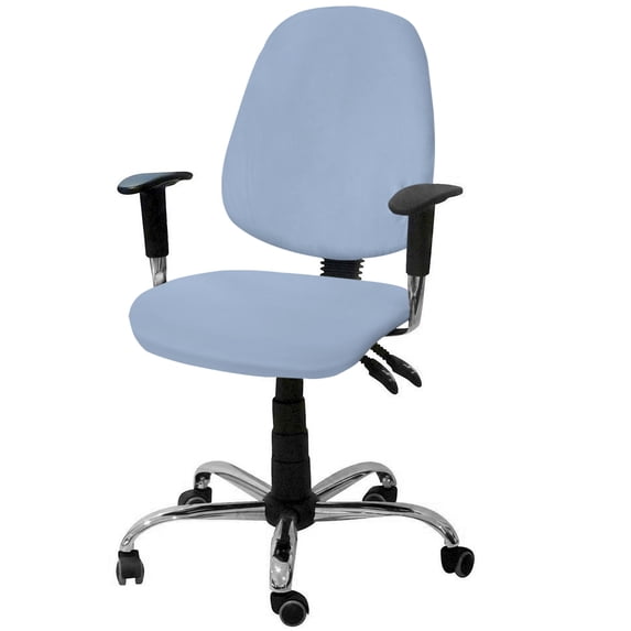 Pure Light Blue 2 Pieces Computer Office Chair Covers Set, Stretchable Desk Rotating Chair Seat Cushion Slipcover Back Covers, Simple Solid Color Slipcover Back Covers, Decorative Protectors Cover