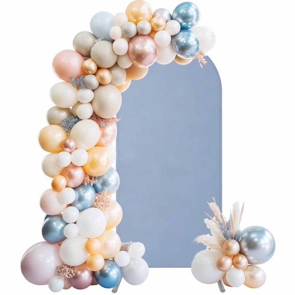 Pure Light Blue Arch Backdrop Cover, Spandex Fitted Wedding Arch Cover, Simple Solid Color Round Top Stand Covers for Birthday Ceremony Bridal Shower Party Decor 5x2.1 Ft