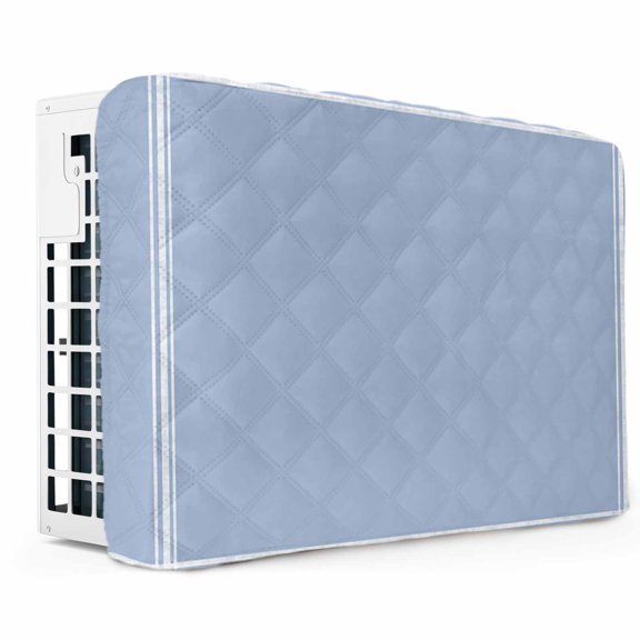 Pure Light Blue Indoor Air Conditioner Cover, Double Insulated AC Covers for Inside, Simple Solid Color Waterproof Window Air Conditioner Covers with Elastic Straps 17"Lx13"Wx3.5"D