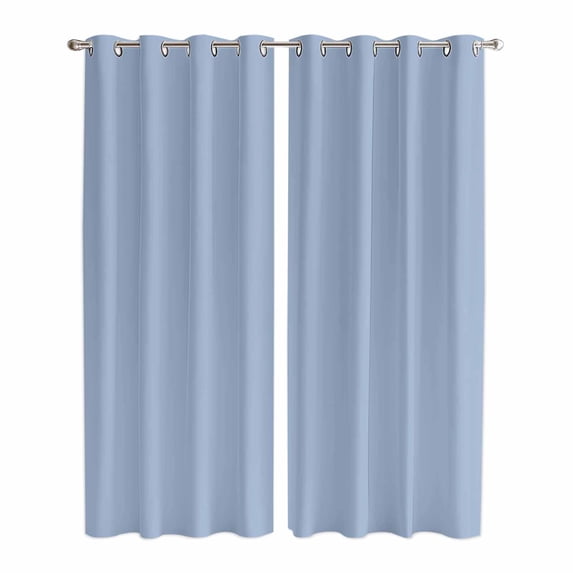 Pure Light Blue Kitchen Curtains 84 Inch Length, Simple Solid Color Grommet Top Bedroom Living Room Curtains, Light Filtering Cafe Curtain Drapes 2 Panels Set 84''x84''