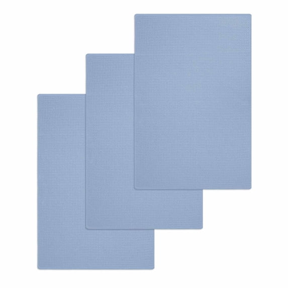 Pure Light Blue Kitchen Dish Towels for Drying Dishes Set of 3, Simple Solid Color Waffle Weave Microfiber Hand Tea Bathroom Towels Quick Dry & Absorbent Towel 15.7x23.6