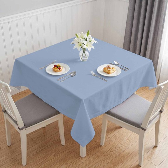 Pure Light Blue Table Cloth Waterproof Tablecloths, Simple Solid Color Tablecloth Dining Table Cover for Kitchen Party Tabletop Outdoor, Square Tablecloth 54x54 Inch