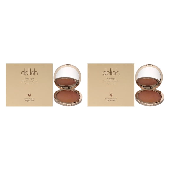 Pure Light Compact Illuminating Powder- Lustre by Delilah for Women - 0.34 oz Powder - Pack of 2