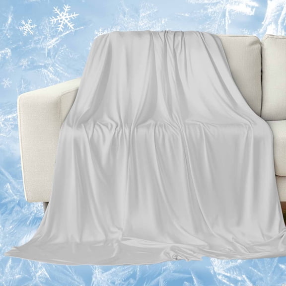 Pure Light Grey Cooling Blanket for Hot Sleepers, Soft Breathable Cool Summer Blanket for Night Sweats, Simple Solid Color Lightweight Ice Silk Bed Throw Blankets All Season 50"x60"