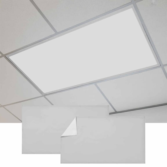 Pure Light Grey Fluorescent Light Covers, Simple Solid Color Magnetic Light Covers for Ceiling Lights, Fluorescent Ceiling Shade Filters for Classroom Bedroom Office 4x2Ft x 2PCS