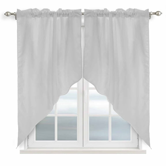Pure Light Grey Kitchen Window Curtains, Swag Curtains Valance for Bedroom Living Room Bathroom, Simple Solid Color Rod Pocket Window Treatment Curtain Block Drapes 2 Panels 36"x36"