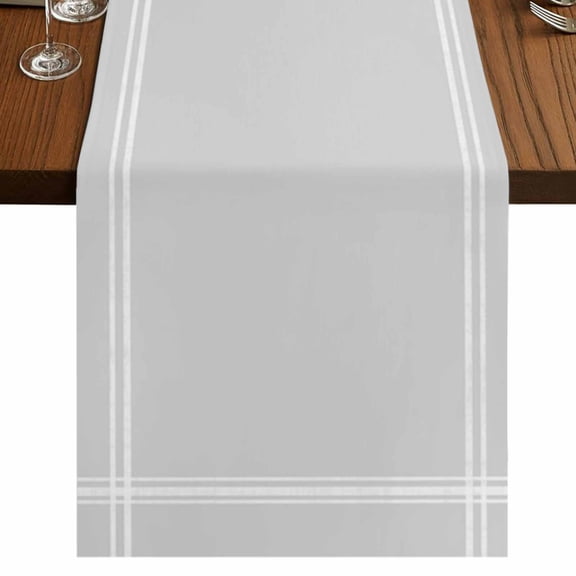 Pure Light Grey Short Table Runner 36 Inches Long, Simple Solid Color Cotton Linen Table Runners Dresser Scarves, Fabric Tabletop Scarf Furniture Cover for Home Dinner Party Decor 13"x36"