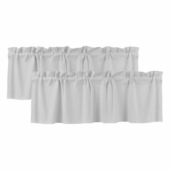 Pure Light Grey Valances for Windows, Simple Solid Color Light Filtering Kitchen Curtains, Rod Pocket Window Valance Curtains for Living Room Bedroom, 54" W x 18" L, 2 Panels