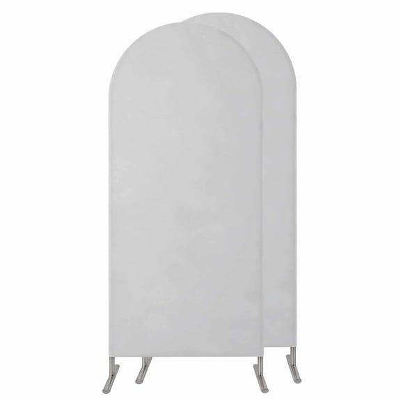 Pure Light Grey Wedding Arch Cover, Stretchy Spandex Arch Backdrop Stand Covers 4 FT, Simple Solid Color Round Top Arched Backdrop Cover for Birthday Party Ceremony Baby Shower Event