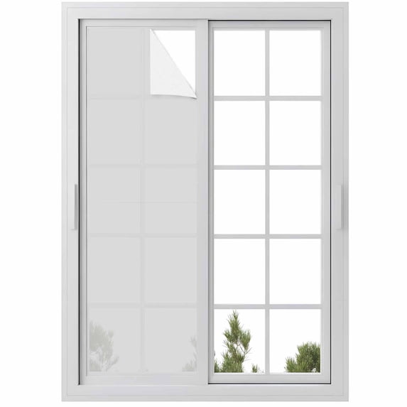 Pure Light Grey Window Privacy Film, Simple Solid Color Static Cling UV Sun Blocking Heat Control Window Tint Day and Night, Non-Adhesive Reusable One Way Windows Privacy Cover 17.7''x78.7''