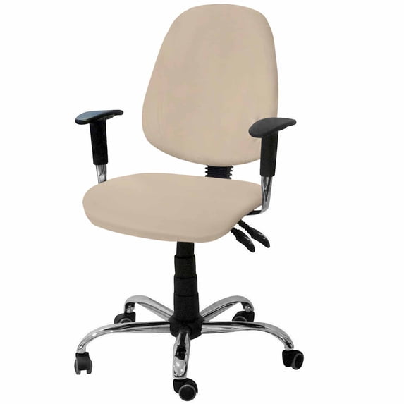 Pure Light Khaki 2 Pieces Computer Office Chair Covers Set, Stretchable Desk Rotating Chair Seat Cushion Slipcover Back Covers, Simple Solid Color Slipcover Back Covers, Decorative Protectors Cover