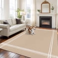 thumbnail image 1 of Pure Light Khaki Area Rug 5x7 FT, Non Slip Bedroom Throw Carpet, Simple Solid Color Washable Soft Floor Carpet Non-Shedding Rug for Dining Room Bedside Classroom Desk, 1 of 9