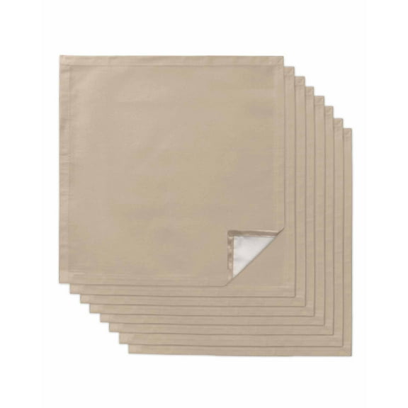 Pure Light Khaki Cloth Napkins Washable Set of 8, Simple Solid Color Reusable Dinner Table Napkins Cloth Bulk for Weddings Kitchen Restaurants Hotel Events Parties 20 x 20 Inch