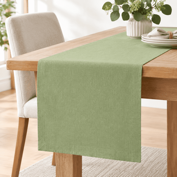 Denner Table Pure Linen Dining Table Runner Olive Athena 14 X 90 In - Walmart.com