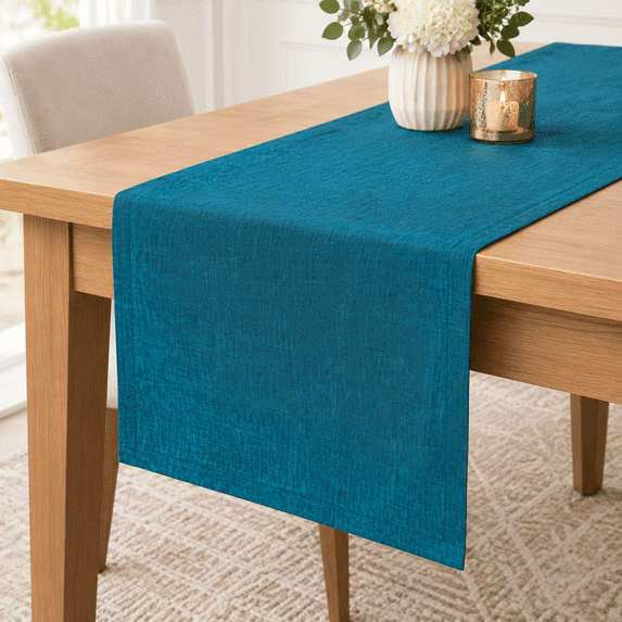 Denner Table Pure Linen Dining Table Runner Teal Athena 14 X 90 In - Walmart.com