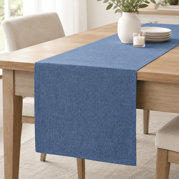 Dc Runner Pure Linen Table Runner Blue Denim Athena 14 X 156 In - Walmart.com
