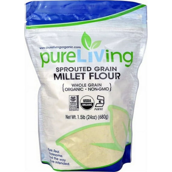 Pure Living Organic Sprouted Grain Millet Flour - 1.5 lbs Pack of 4