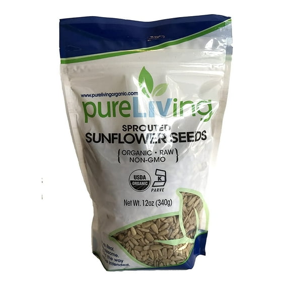 Pure Living Organic Sunflower Seeds Sprouted - 12 oz Pack of 2