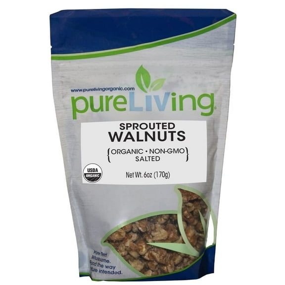 Pure Living Sprouted Walnuts With Salt - 6 oz pack of 4