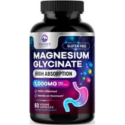 Magnesium Glycinate 1000mg Per Serving - Pure & Chelated for Max Absorption - Supports Sleep, Muscle, Nerve & Heart Health - Magnesium Supplement for Whole Body Support, Bottled in USA - 60 Capsules