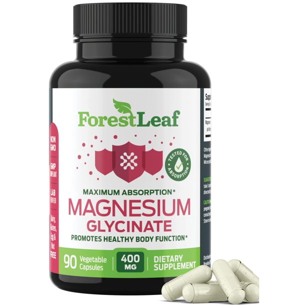 Pure Magnesium Glycinate 400mg Capsules High Absorption Magnesium