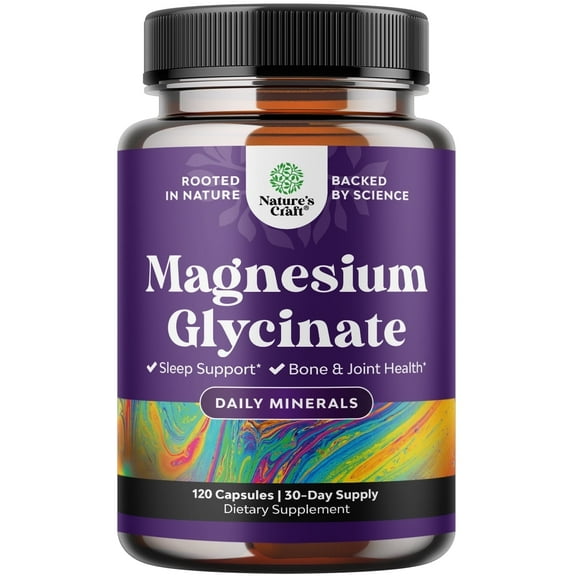 Nature’s Craft Pure Magnesium Glycinate Rest and Sleep Supplement, 120 Capsules