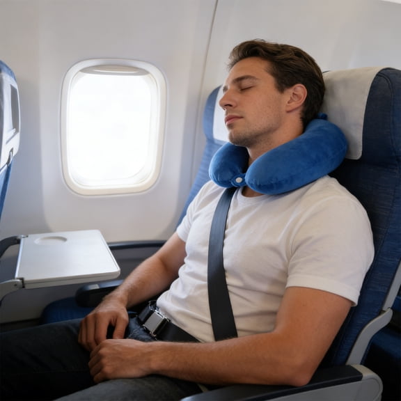 Pure Memory Foam Travel Pillow,Travel Neck Pillow,Memory Foam Airplane Pillow Comfortable & Removable Machine Washable Cover for Head Support,Soft Adjustable Pillow for Plane, Car & Home Recliner