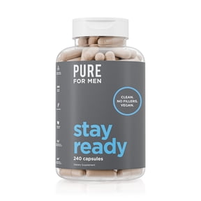 Pure for Men Original Cleanliness Stay Ready Fiber Supplement | Helps Promote Digestive Regularity | Psyllium Husk, Aloe Vera, Chia Seeds, Flaxseeds | Proprietary Formula | 240 Vegan Capsules