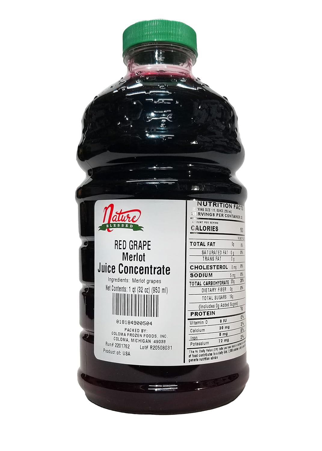 Pure Merlot Red Grape Fruit Juice Concentrate 1 Quart (1/32 fl oz bottle), Perfect for wine