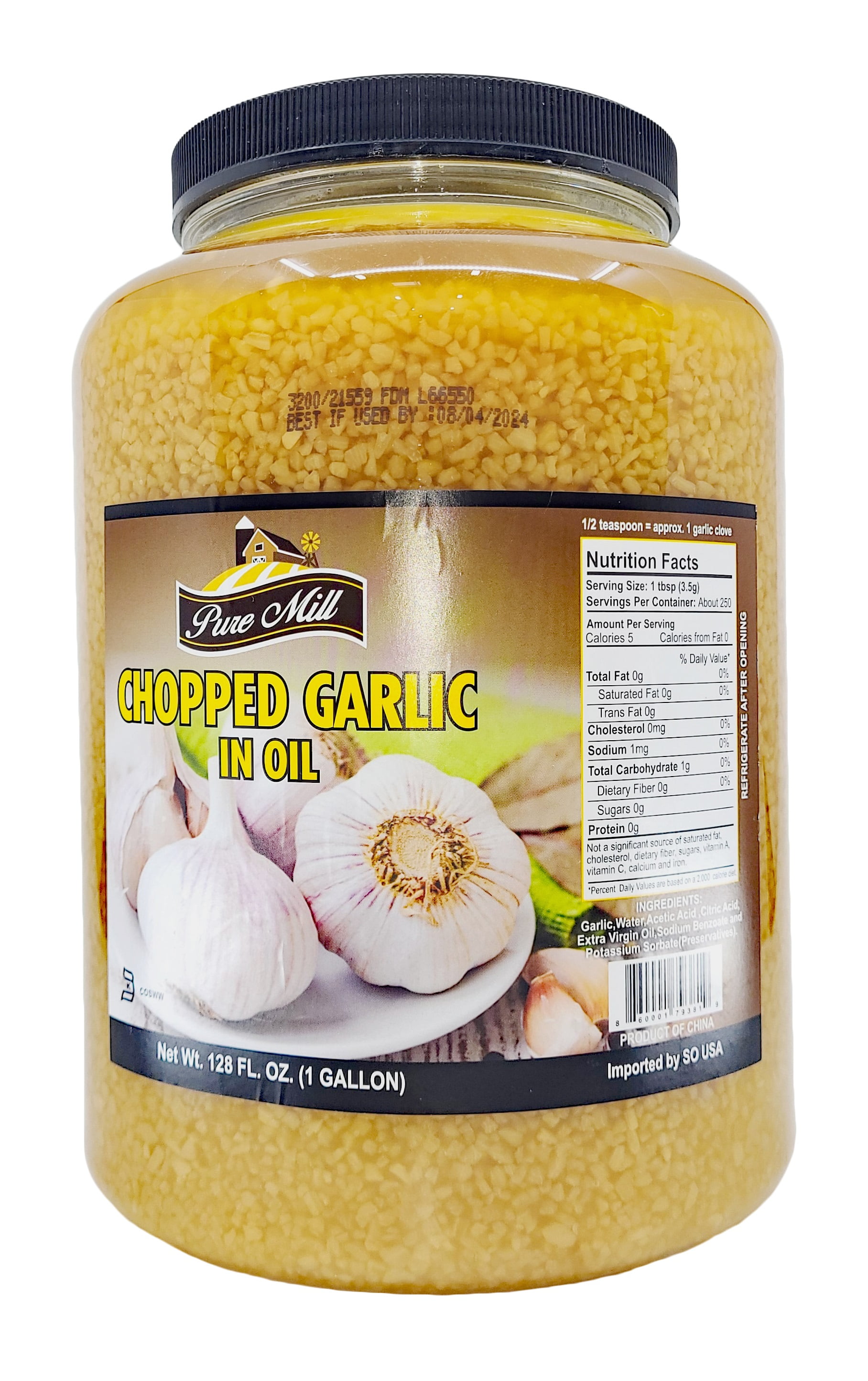 Pure Mill Chopped Garlic In Oil | Kosher | 128 oz.
