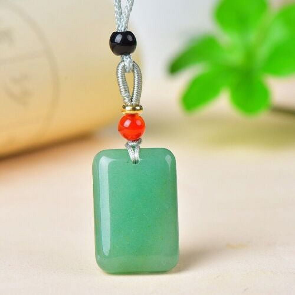 TIANTUTUTEC Pure Natural Dongling Jade Ice GreenSquare Necklace Amulet Pendant Unisex Gift