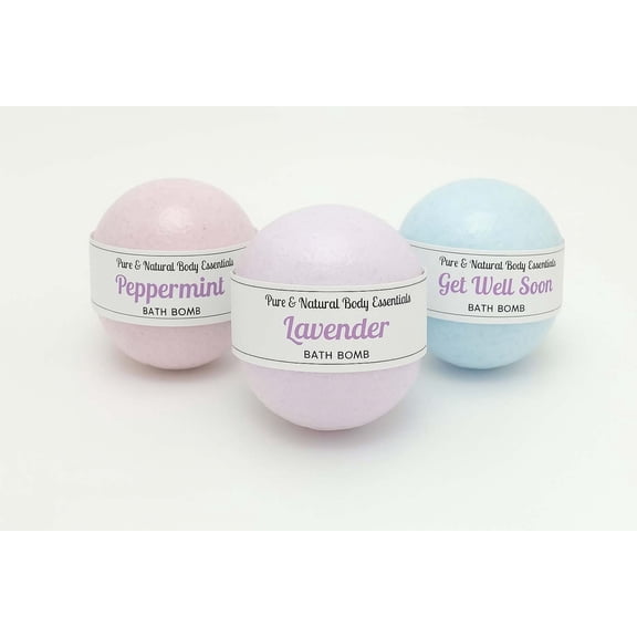 Pure & Natural Body Essentials Comfort & Care Bath Bomb Gift Set, 3 Pack (3 oz Each), Fizzing Bath Bombs for Relaxation, Lavender & Peppermint Scents