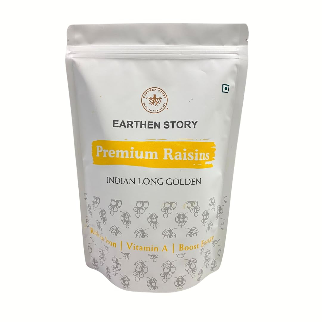 Pure Natural Indian Long Golden Raisins By Earthen Story 500gm, Rich