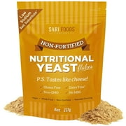 Pure Natural Non-Fortified Nutritional Yeast Flakes (8 oz.) Whole Food Based Protein Powder, Vitamin B Complex, Beta-glucans and All 18 Amino Acids