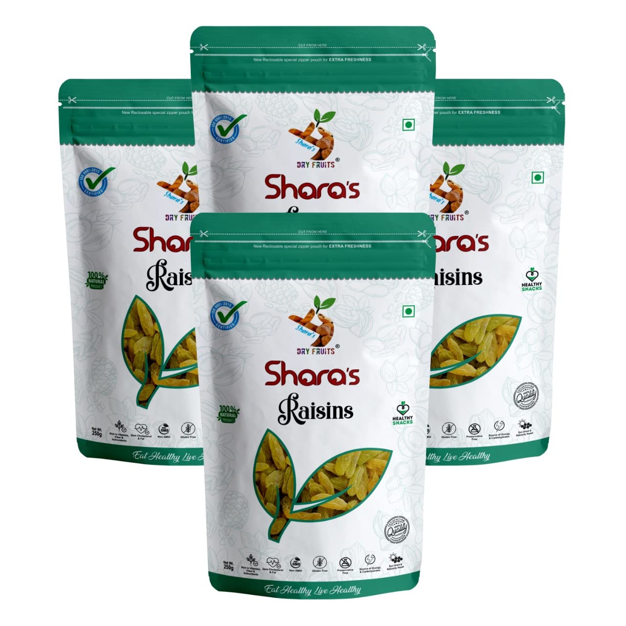 Pure Natural Raisins By Shara's Dry Fruits 1kg, (250gm * Pack Of 4