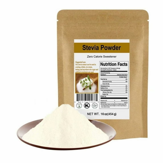Pure Natural Stevia Powder Extract Sweetener Sweet Leaf Sugar Substitute Highly Concentrated Zero Calorie Zero-Carb No Filters No Chemicals No Additives 16oz (1 lbs), 10809 Servings, by CCnature