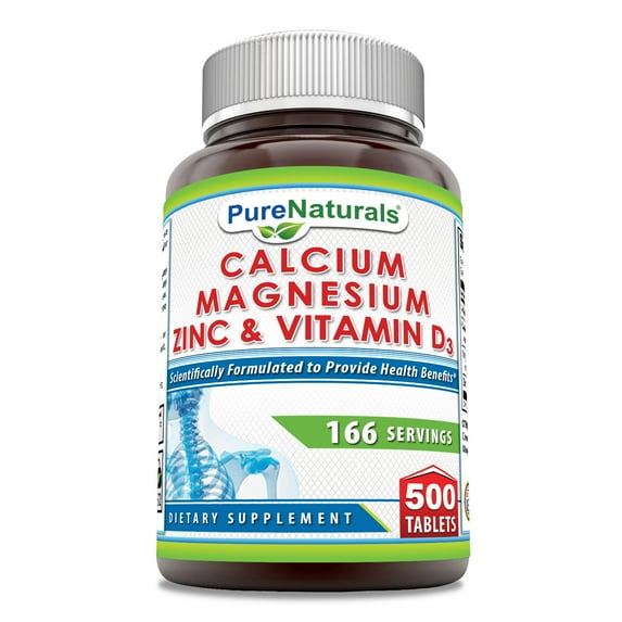 Pure Naturals Amazing Formulas Calcium Magnesium Zinc with Vitamin D3 500 Tablets Supplement | Non-GMO | Gluten Free | Made in USA